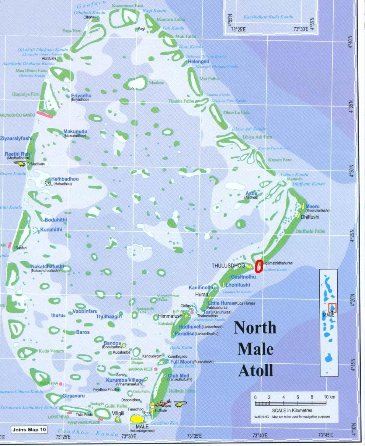 ਨਕਸ਼ਾ ਦੇ ਉੱਤਰੀ ਮਰਦ atoll ਮਾਲਦੀਵ